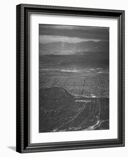 San Fernando Valley Seen from Point over Hollywood. Building Atop Mountain is Don Lee TV Station-Loomis Dean-Framed Photographic Print