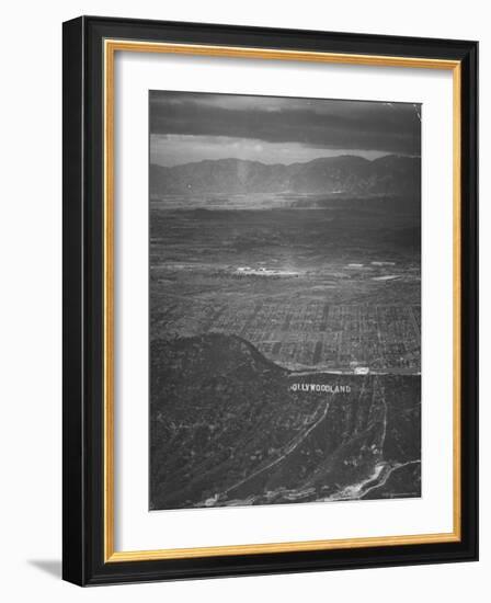 San Fernando Valley Seen from Point over Hollywood. Building Atop Mountain is Don Lee TV Station-Loomis Dean-Framed Photographic Print