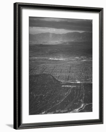 San Fernando Valley Seen from Point over Hollywood. Building Atop Mountain is Don Lee TV Station-Loomis Dean-Framed Photographic Print