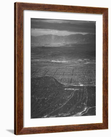 San Fernando Valley Seen from Point over Hollywood. Building Atop Mountain is Don Lee TV Station-Loomis Dean-Framed Photographic Print