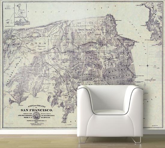 San Francisco - 1861 City And County Map - Retro Self-Adhesive ... San Francisco - 1861 City And County Map - Retro Self-Adhesive ...