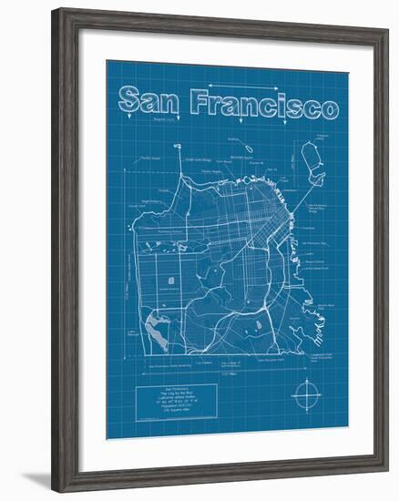 San Francisco Artistic Blueprint Map-Christopher Estes-Framed Art Print
