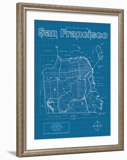 San Francisco Artistic Blueprint Map-Christopher Estes-Framed Art Print