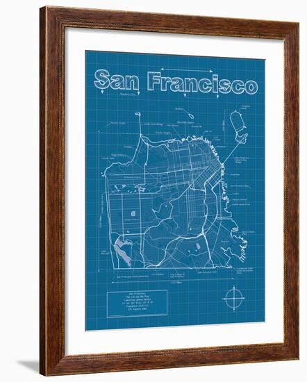 San Francisco Artistic Blueprint Map-Christopher Estes-Framed Art Print