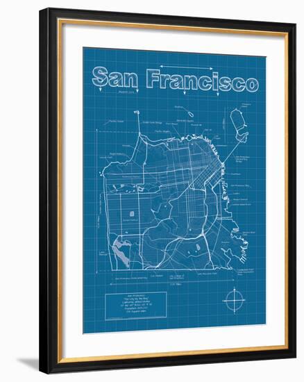 San Francisco Artistic Blueprint Map-Christopher Estes-Framed Art Print