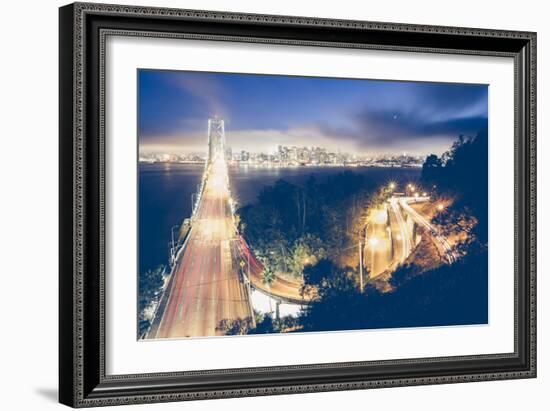San Francisco Bay Bridge Night Cityscape, California-Vincent James-Framed Photographic Print