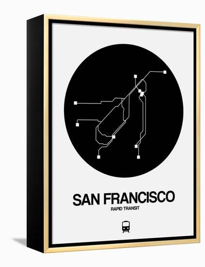 San Francisco Black Subway Map-NaxArt-Framed Stretched Canvas