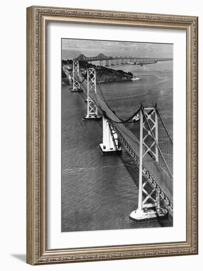 San Francisco, CA Aerial View of Oakland Bay Bridge Photograph - San Francisco, CA-Lantern Press-Framed Art Print