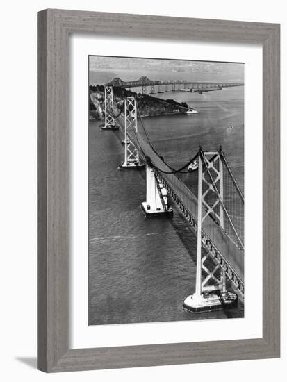 San Francisco, CA Aerial View of Oakland Bay Bridge Photograph - San Francisco, CA-Lantern Press-Framed Art Print