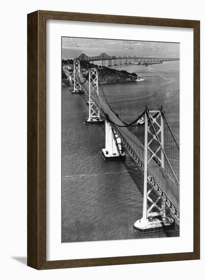 San Francisco, CA Aerial View of Oakland Bay Bridge Photograph - San Francisco, CA-Lantern Press-Framed Art Print