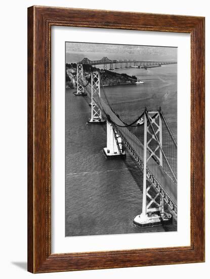 San Francisco, CA Aerial View of Oakland Bay Bridge Photograph - San Francisco, CA-Lantern Press-Framed Art Print