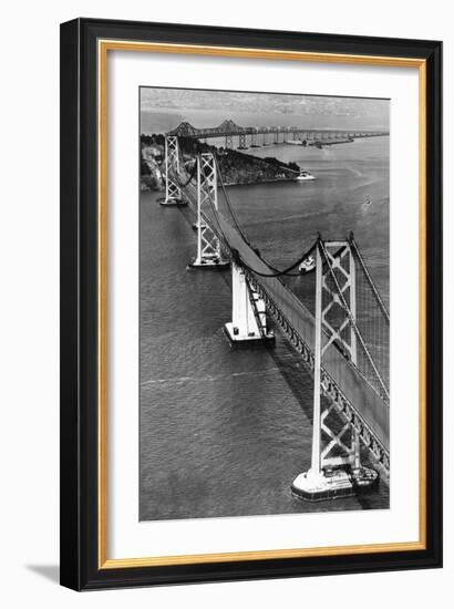 San Francisco, CA Aerial View of Oakland Bay Bridge Photograph - San Francisco, CA-Lantern Press-Framed Art Print