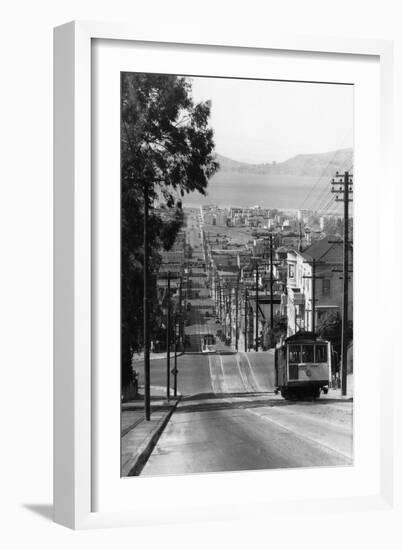 San Francisco, CA Cable Cars on Fillmore St. Hill Photograph - San Francisco, CA-Lantern Press-Framed Art Print