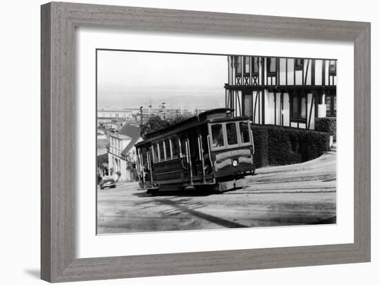 San Francisco, CA Cable Cars up Russian Hill Photograph - San Francisco, CA-Lantern Press-Framed Art Print