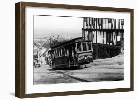 San Francisco, CA Cable Cars up Russian Hill Photograph - San Francisco, CA-Lantern Press-Framed Art Print