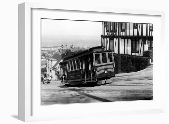 San Francisco, CA Cable Cars up Russian Hill Photograph - San Francisco, CA-Lantern Press-Framed Art Print