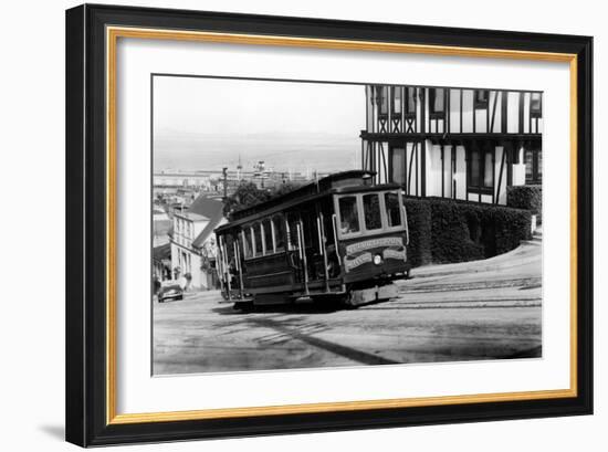 San Francisco, CA Cable Cars up Russian Hill Photograph - San Francisco, CA-Lantern Press-Framed Art Print