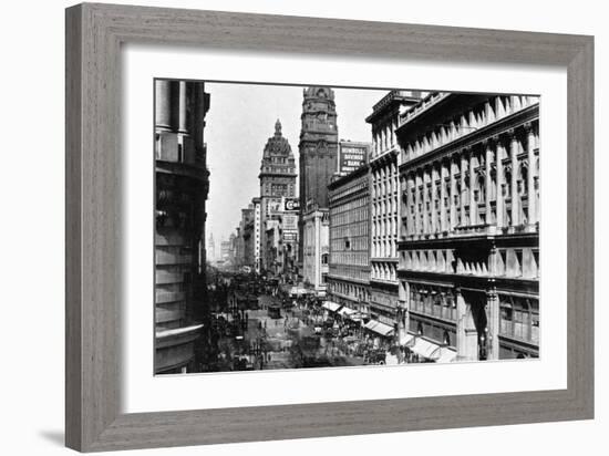 San Francisco, CA Market Street from Fifth Photograph - San Francisco, CA-Lantern Press-Framed Art Print