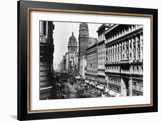 San Francisco, CA Market Street from Fifth Photograph - San Francisco, CA-Lantern Press-Framed Art Print