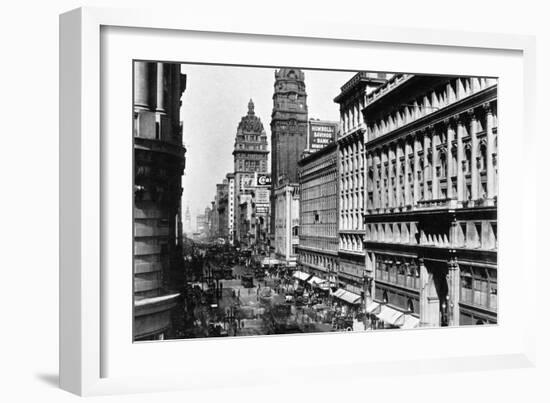 San Francisco, CA Market Street from Fifth Photograph - San Francisco, CA-Lantern Press-Framed Art Print