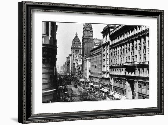 San Francisco, CA Market Street from Fifth Photograph - San Francisco, CA-Lantern Press-Framed Art Print