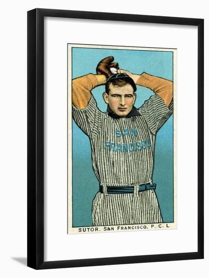 San Francisco, CA, San Francisco Pacific Coast League, Sutor, Baseball Card-Lantern Press-Framed Art Print