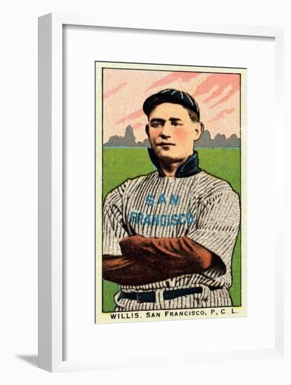 San Francisco, CA, San Francisco Pacific Coast League, Willis, Baseball Card-Lantern Press-Framed Art Print