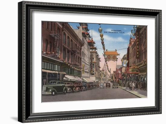 San Francisco, CA - View of Chinatown Main Street-Lantern Press-Framed Art Print