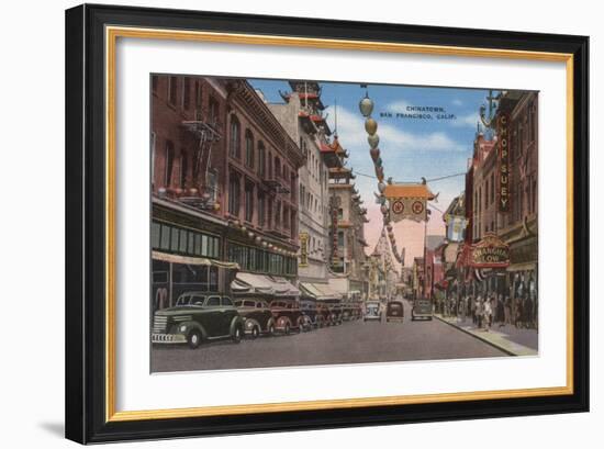 San Francisco, CA - View of Chinatown Main Street-Lantern Press-Framed Art Print