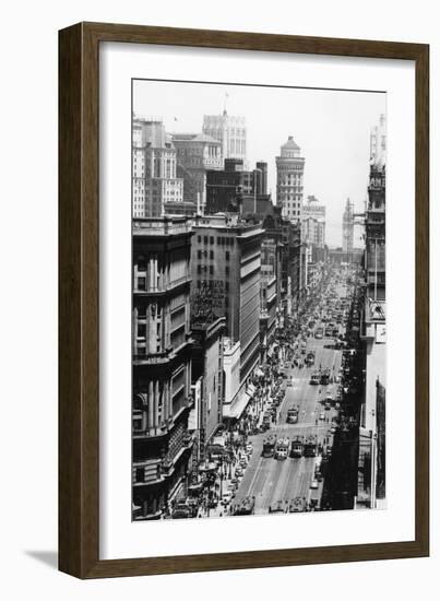 San Francisco, CA View of Market Street Photograph - San Francisco, CA-Lantern Press-Framed Art Print