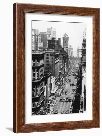 San Francisco, CA View of Market Street Photograph - San Francisco, CA-Lantern Press-Framed Art Print