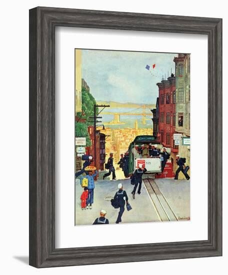 "San Francisco Cable Car," September 29, 1945-Mead Schaeffer-Framed Giclee Print