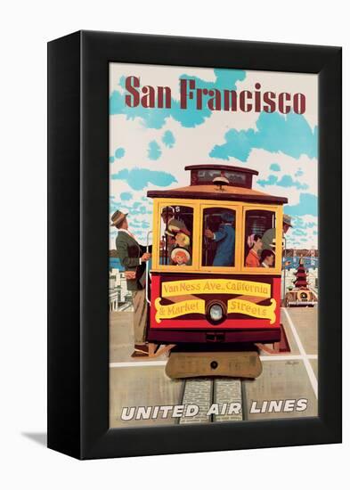 San Francisco Cable Car - United Air Lines - Vintage Travel Poster, 1957-Stan Galli-Framed Stretched Canvas