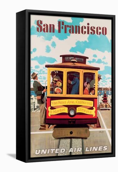 San Francisco Cable Car - United Air Lines - Vintage Travel Poster, 1957-Stan Galli-Framed Stretched Canvas