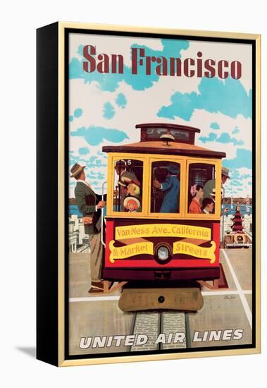 San Francisco Cable Car - United Air Lines - Vintage Travel Poster, 1957-Stan Galli-Framed Stretched Canvas