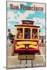 San Francisco Cable Car - United Air Lines - Vintage Travel Poster, 1957-Stan Galli-Mounted Art Print
