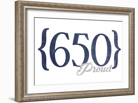 San Francisco, California - 650 Area Code (Blue)-Lantern Press-Framed Art Print