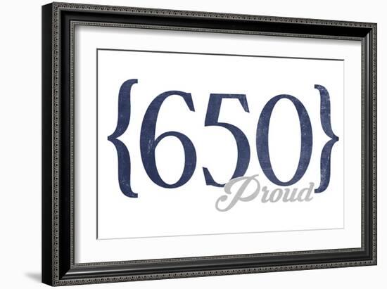 San Francisco, California - 650 Area Code (Blue)-Lantern Press-Framed Art Print