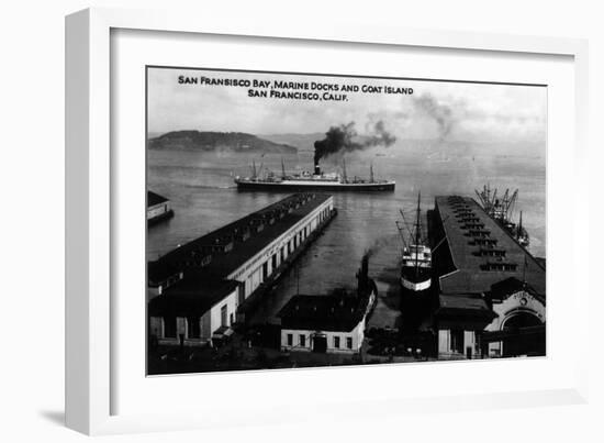 San Francisco, California - Bay Marine Docks, Goat Island View-Lantern Press-Framed Art Print