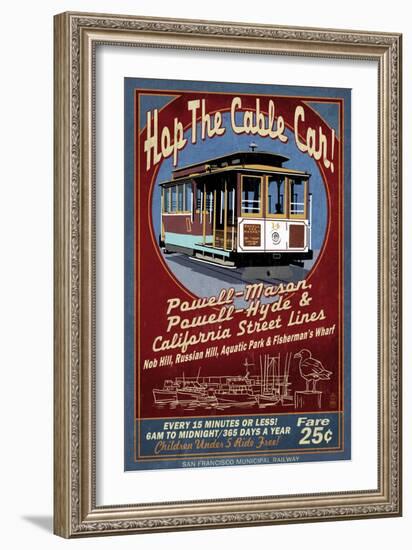 San Francisco, California - Cable Car-Lantern Press-Framed Art Print