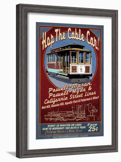 San Francisco, California - Cable Car-Lantern Press-Framed Art Print