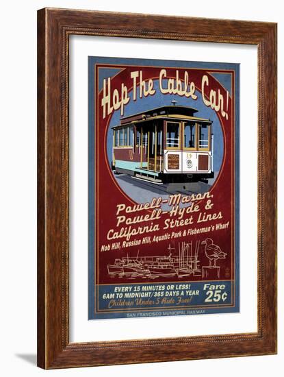 San Francisco, California - Cable Car-Lantern Press-Framed Art Print