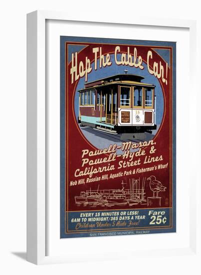 San Francisco, California - Cable Car-Lantern Press-Framed Art Print