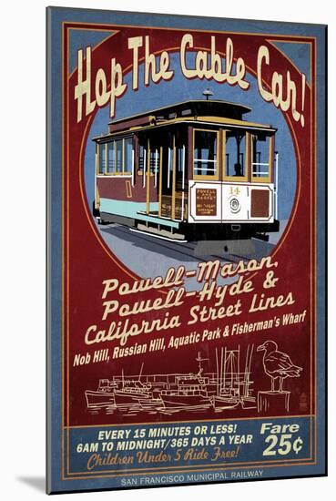 San Francisco, California - Cable Car-Lantern Press-Mounted Art Print