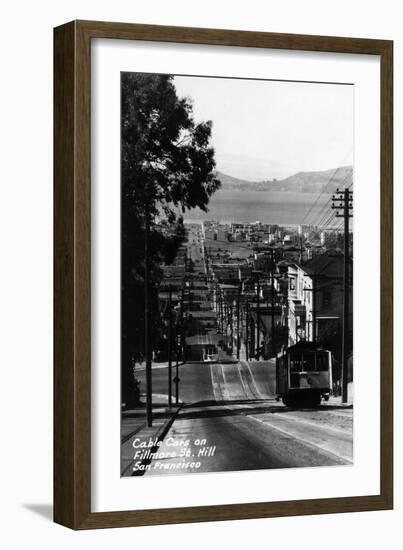 San Francisco, California - Cable Cars on Fillmore Street Hill-Lantern Press-Framed Art Print