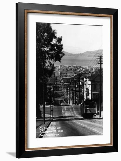 San Francisco, California - Cable Cars on Fillmore Street Hill-Lantern Press-Framed Art Print