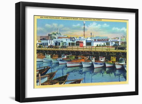 San Francisco, California - Dimaggio's Restaurant on Fisherman's Wharf-Lantern Press-Framed Art Print