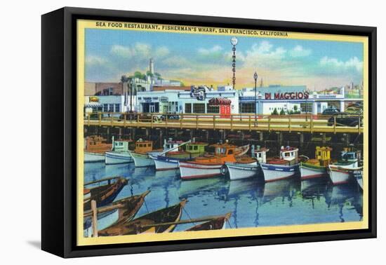 San Francisco, California - Dimaggio's Restaurant on Fisherman's Wharf-Lantern Press-Framed Stretched Canvas