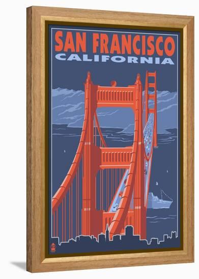 San Francisco, California - Golden Gate Bridge-Lantern Press-Framed Stretched Canvas