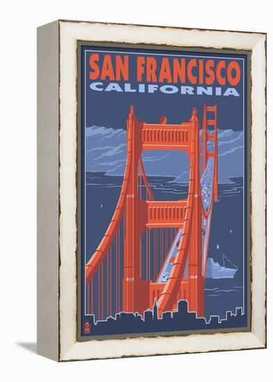 San Francisco, California - Golden Gate Bridge-Lantern Press-Framed Stretched Canvas